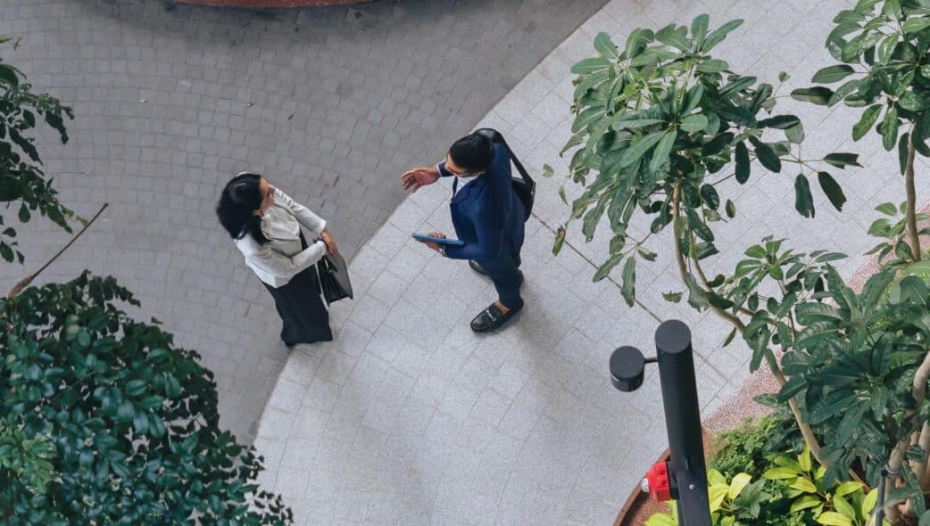 group of people talking