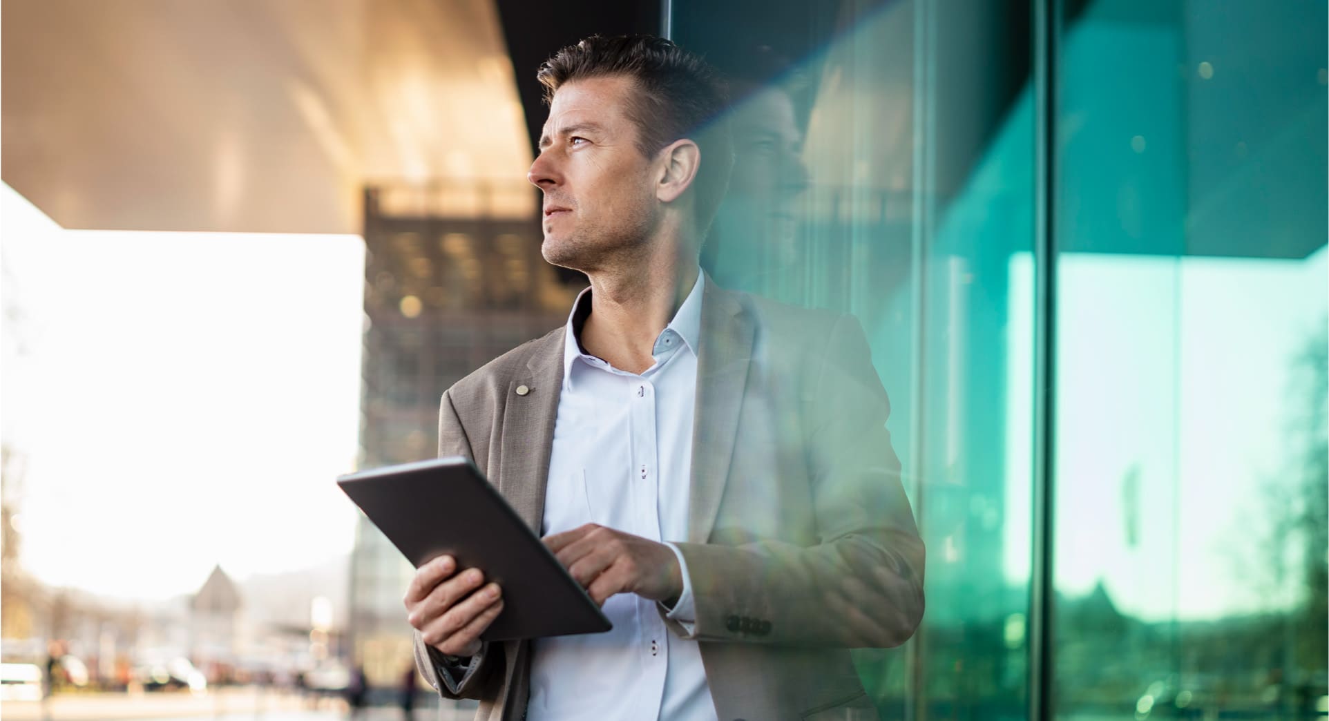 Man looking at ipad